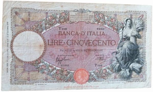 500 Lire from Italy