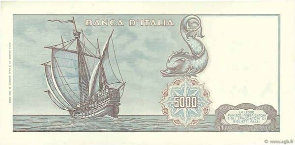 5000 Lire Colombo from Italy