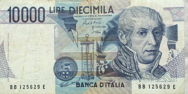 10000 Lire Volta from Italy