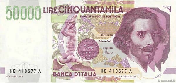 50000 Lire Bernini from Italy