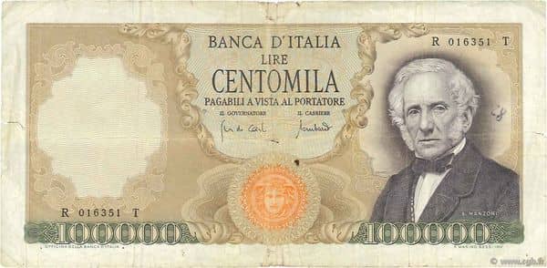 100000 Lire Manzoni from Italy