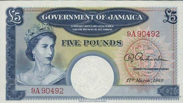 5 Pounds Elizabeth II from Jamaica