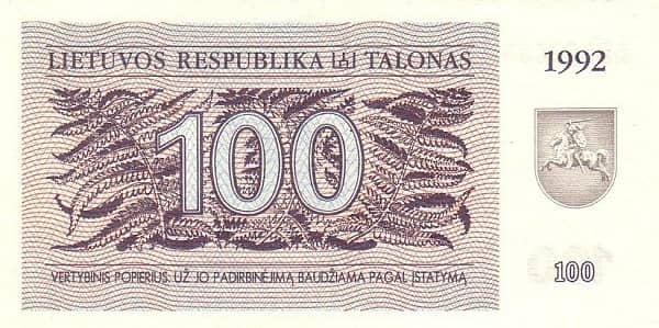 100 Talonas from Lithuania