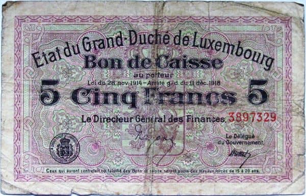 5 Francs from Luxembourg