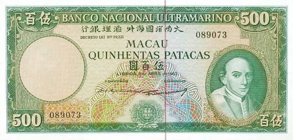 500 Patacas from Macao