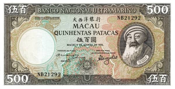 500 Patacas from Macao