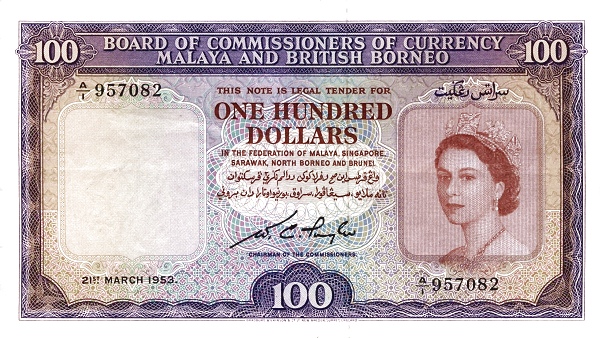 100 Dollars Elizabeth II from Malaya & British Borneo