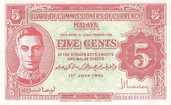 5 Cents George VI from Malaya