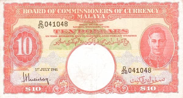 10 Dollars George VI from Malaya