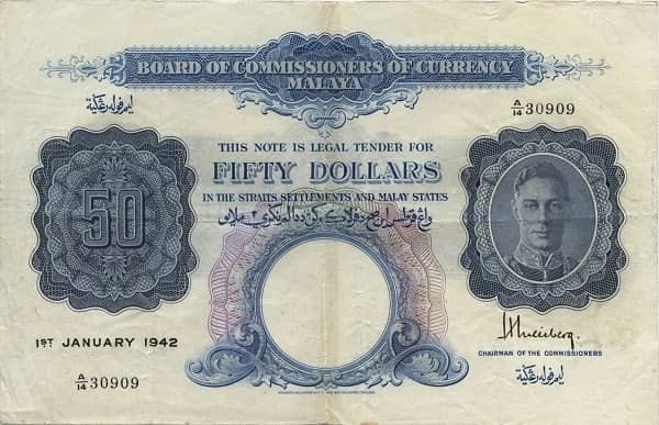 50 Dollars George VI from Malaya