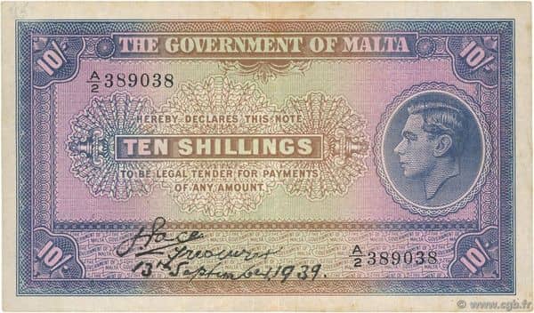 10 Shillings from Malta
