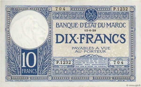 10 Francs from Morocco
