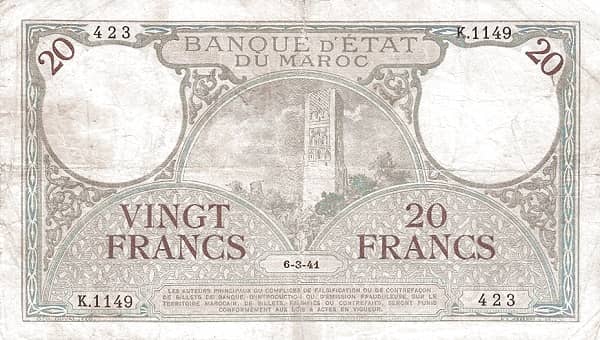 20 Francs from Morocco