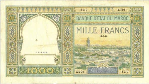 1000 Francs from Morocco