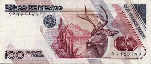 100 Nuevos Pesos B series from Mexico