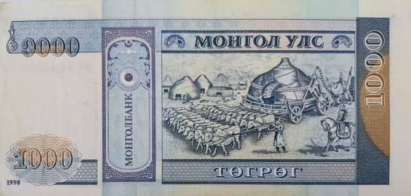 1000 Tögrög from Mongolia