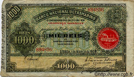 1000 Reis from Mozambique