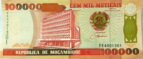 100000 Meticais from Mozambique