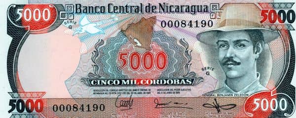 5000 Cordobas from Nicaragua