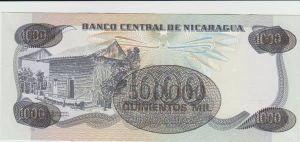 500000 Cordobas overprinted on 1000 Cordobas from Nicaragua