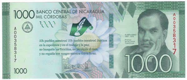 1000 Cordobas from Nicaragua