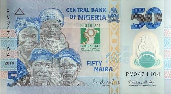 50 Naira 50th Anniversary of Independence from Nigeria