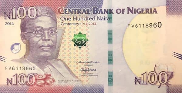 100 Naira Nigeria's 100 Years of Existence from Nigeria