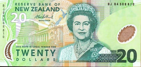 20 Dollars Elizabeth II from New Zealand