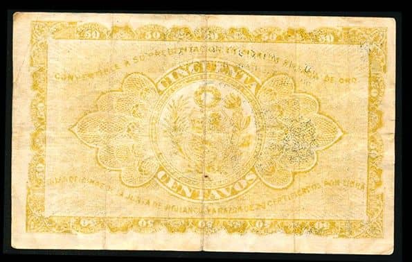 50 Centavos Certificado de deposito de oro from Peru