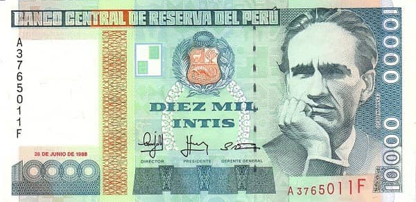 10000 Intis from Peru