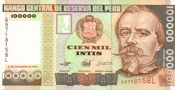 100000 Intis from Peru