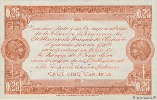25 Centimes from French Polynesia