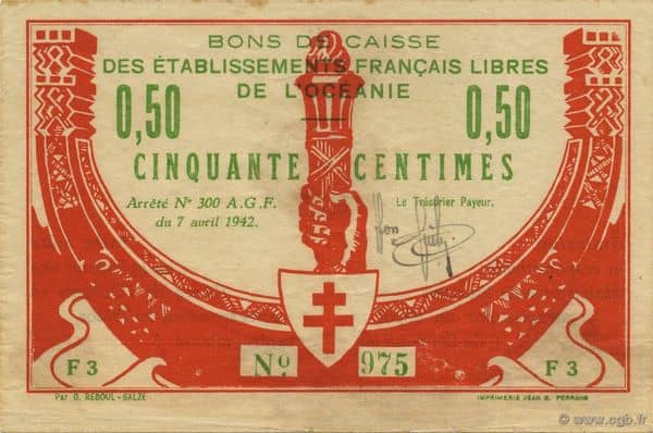 50 Centimes from French Polynesia