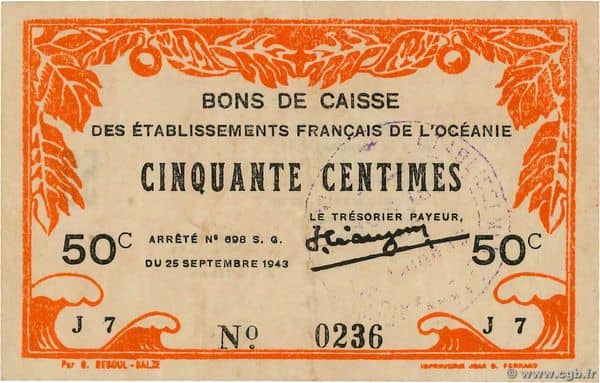 50 Centimes from French Polynesia