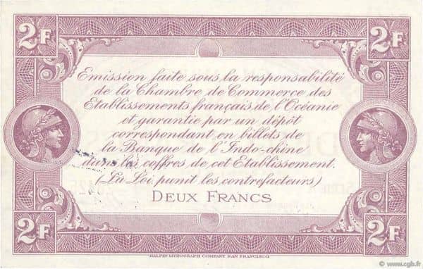 2 Francs from French Polynesia