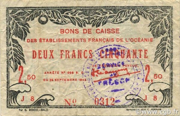 2.50 Francs from French Polynesia