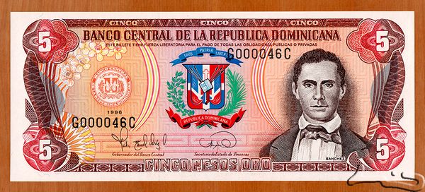 5 Pesos Oro from Dominican Republic