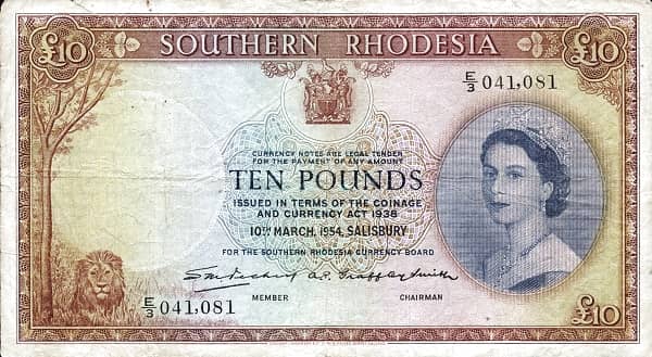 10 Pounds from South Rhodesia