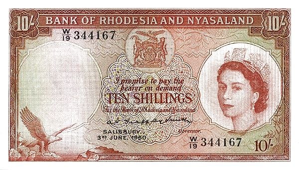 10 Shillings from Rhodesia & Nyasaland