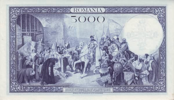 5000 Lei Abdication of King Carol II & Reaccession of King Mihai I from Romania