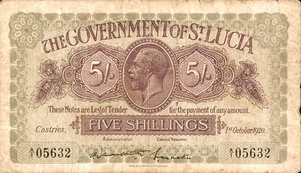 5 Shillings from Saint Lucia