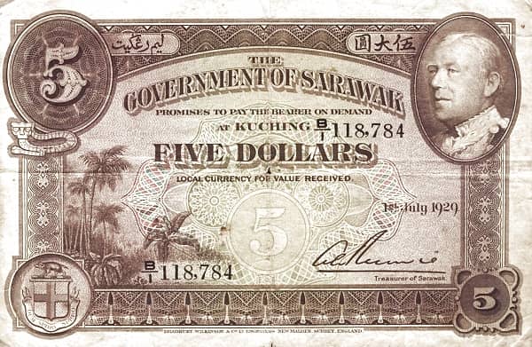 5 Dollars Charles Brooke from Sarawak