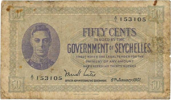 50 Cents George VI from Seychelles