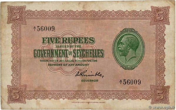 5 Rupees George V from Seychelles
