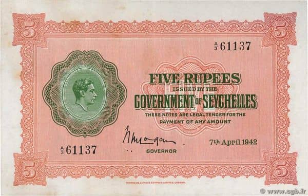 5 Rupees George VI from Seychelles