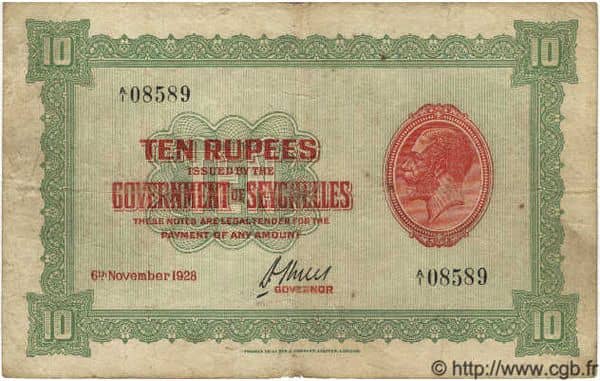 10 Rupees George V from Seychelles