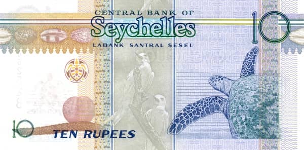 10 Rupees Central Bank Anniversary from Seychelles