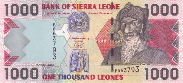 1000 leones from Sierra Leone
