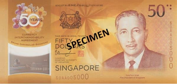 50 Dollars 50 Years of Currency Interchangeability from Singapore