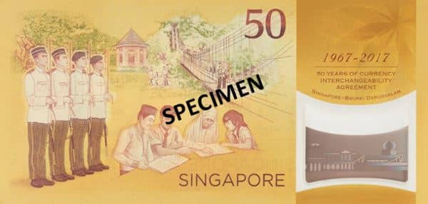 50 Dollars 50 Years of Currency Interchangeability from Singapore